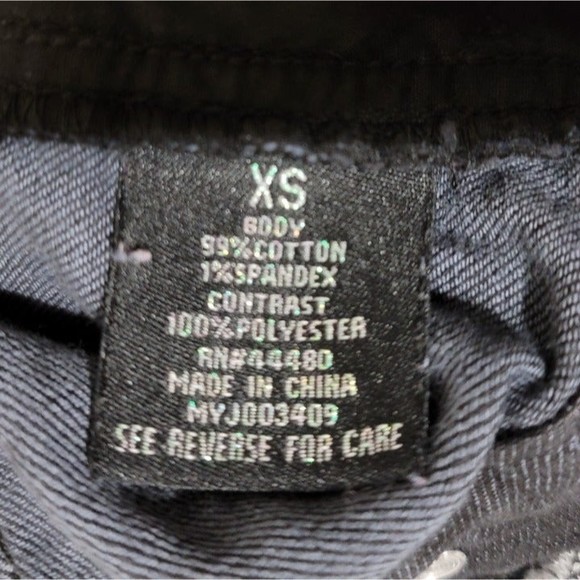 TinselTown Denim Couture Dark Wash Jean Jacket Button Up Knit Sweater Sleeve xs - Picture 11 of 11